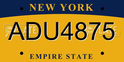 ADU4875 New York License Plate