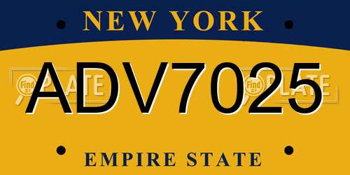 ADV7025 New York License Plate