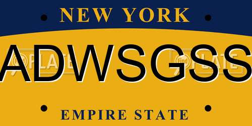 ADWSGSS New York License Plate