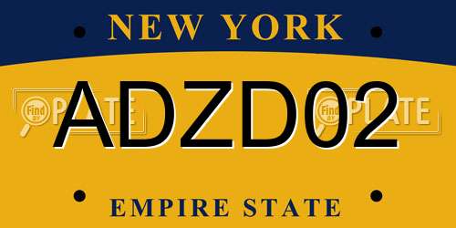 ADZD02 New York License Plate