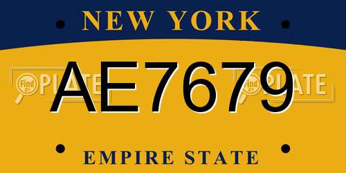 AE7679 New York License Plate