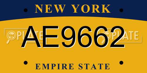 AE9662 New York License Plate