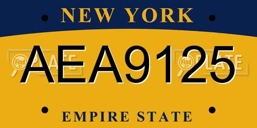 AEA9125 New York License Plate
