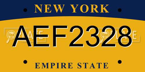 AEF2328 New York License Plate