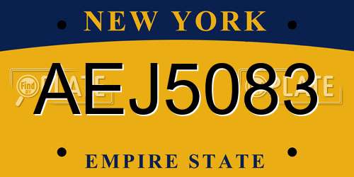 AEJ5083 New York License Plate