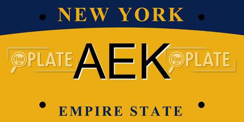 AEK New York License Plate
