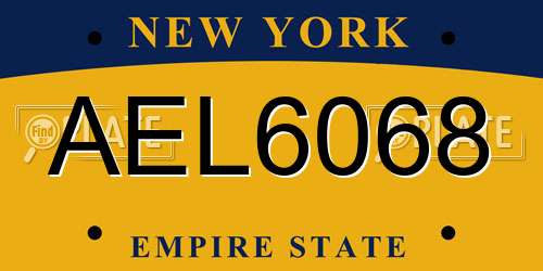 AEL6068 New York License Plate