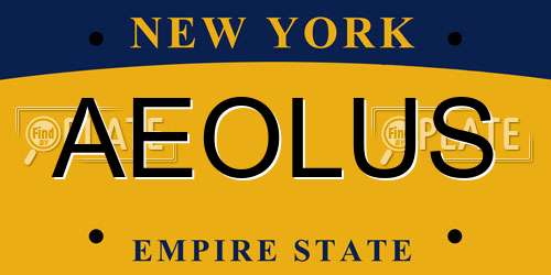 AEOLUS New York License Plate