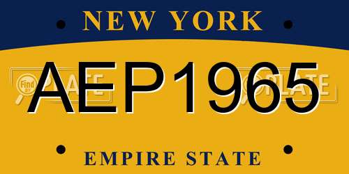 AEP1965 New York License Plate