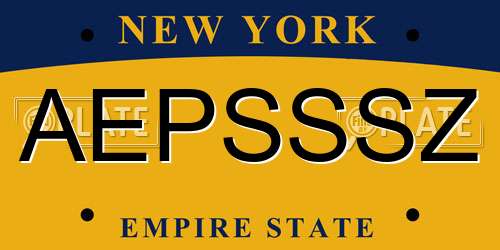 AEPSSSZ New York License Plate