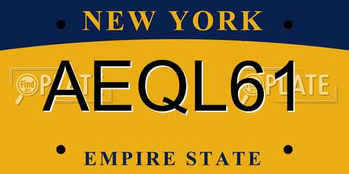 AEQL61 New York License Plate
