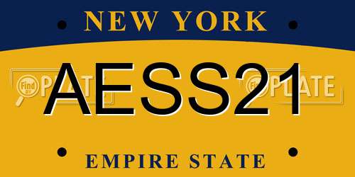 AESS21 New York License Plate