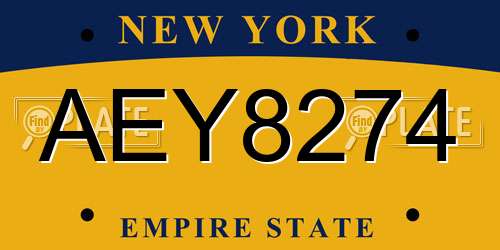 AEY8274 New York License Plate