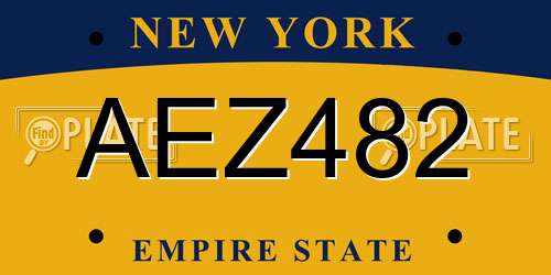 AEZ482 New York License Plate