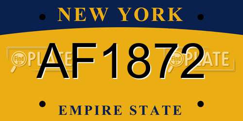 AF1872 New York License Plate