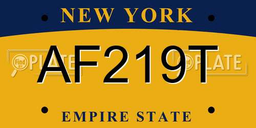 AF219T New York License Plate