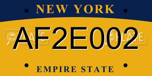 AF2E002 New York License Plate