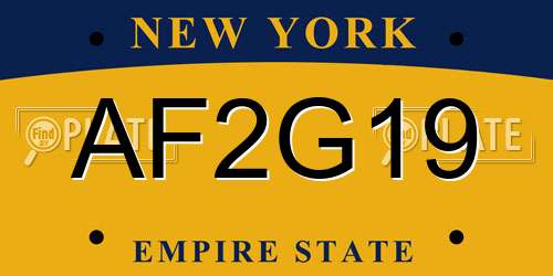AF2G19 New York License Plate