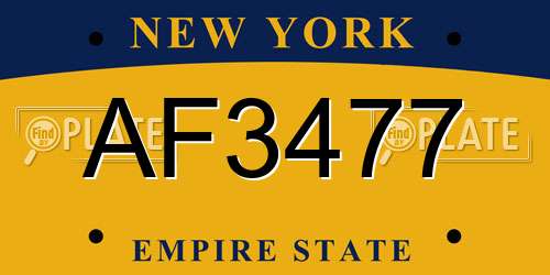 AF3477 New York License Plate