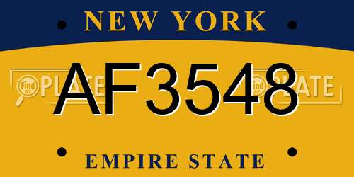 AF3548 New York License Plate