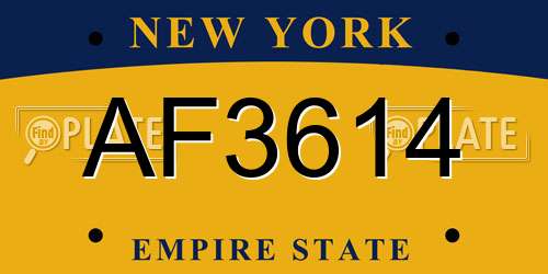 AF3614 New York License Plate