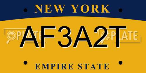 AF3A2T New York License Plate