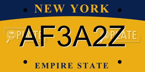 AF3A2Z New York License Plate