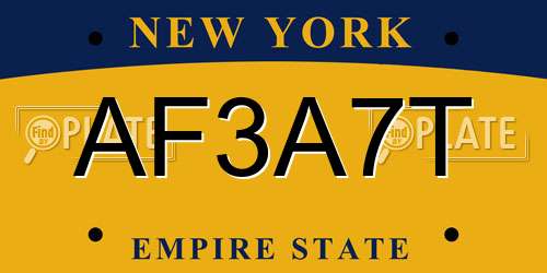 AF3A7T New York License Plate