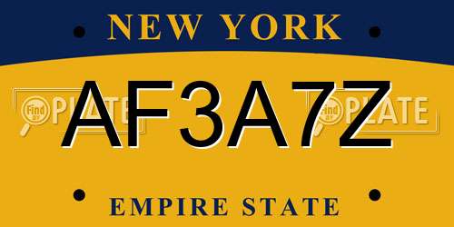 AF3A7Z New York License Plate