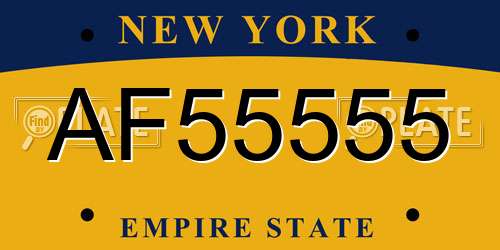 AF55555 New York License Plate