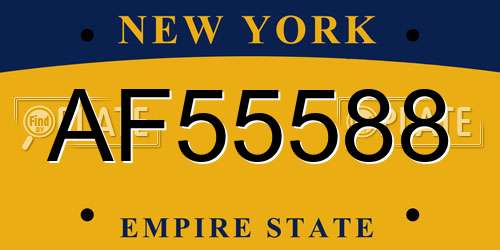 AF55588 New York License Plate