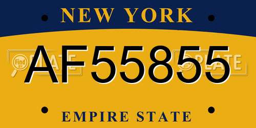 AF55855 New York License Plate