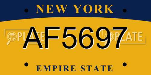 AF5697 New York License Plate