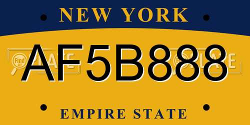 AF5B888 New York License Plate
