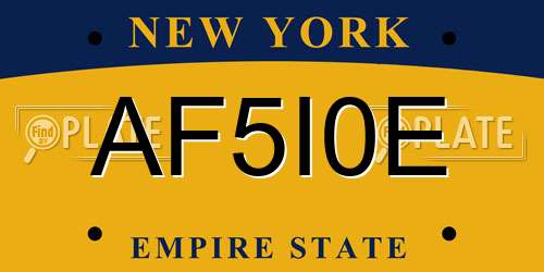 AF5I0E New York License Plate