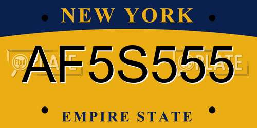 AF5S555 New York License Plate