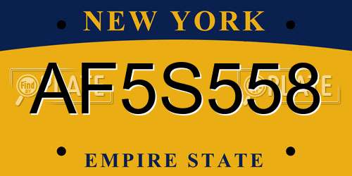 AF5S558 New York License Plate