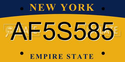AF5S585 New York License Plate