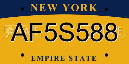 AF5S588 New York License Plate