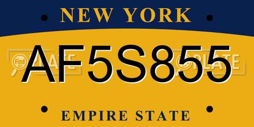 AF5S855 New York License Plate