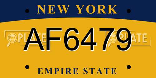 AF6479 New York License Plate