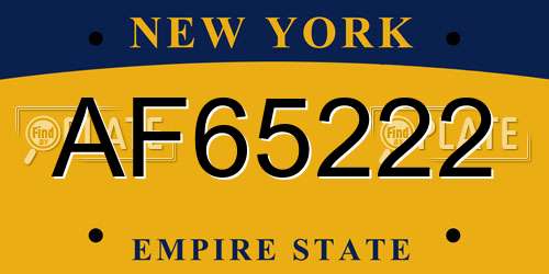 AF65222 New York License Plate