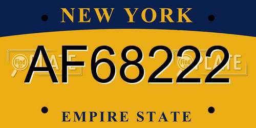 AF68222 New York License Plate