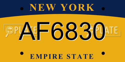 AF6830 New York License Plate