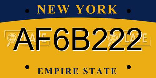AF6B222 New York License Plate