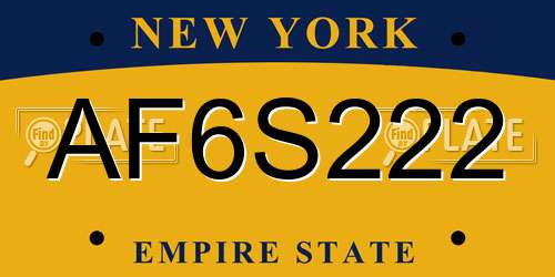 AF6S222 New York License Plate