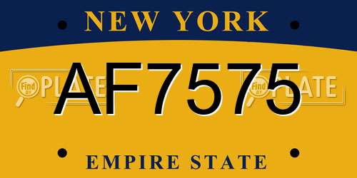 AF7575 New York License Plate