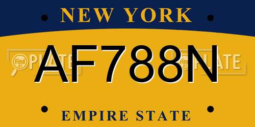 AF788N New York License Plate