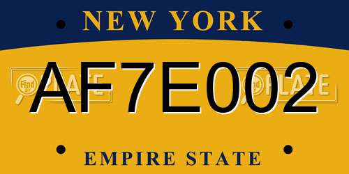 AF7E002 New York License Plate