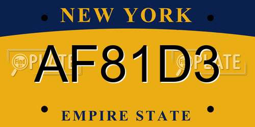 AF81D3 New York License Plate